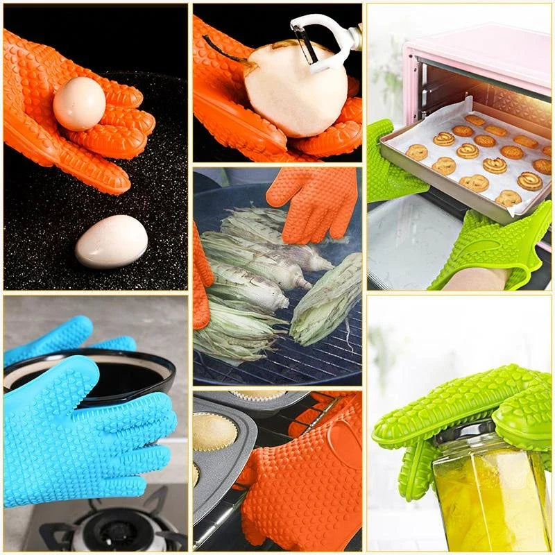 Silicone Oven Mitt | Heat Resistant Gloves with Full Finger and Wrist Protection lifestyle view