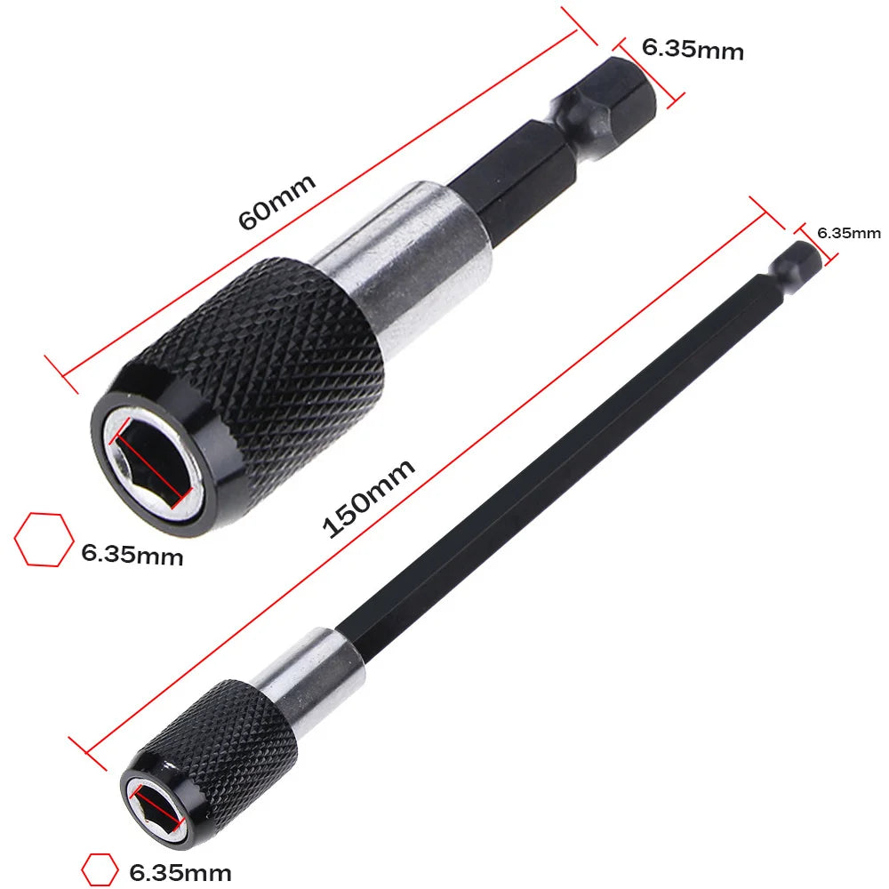 1/4 Inch Hex Shank Quick Release Screwdriver Bit Holder Extension Bar | 60mm 100mm 150mm detail view