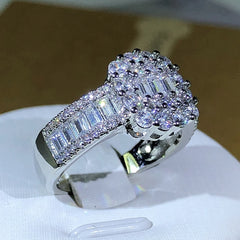 925 Silver High Quality Square White Zircon Ring For Ladies Wedding Engagement Party alternate view
