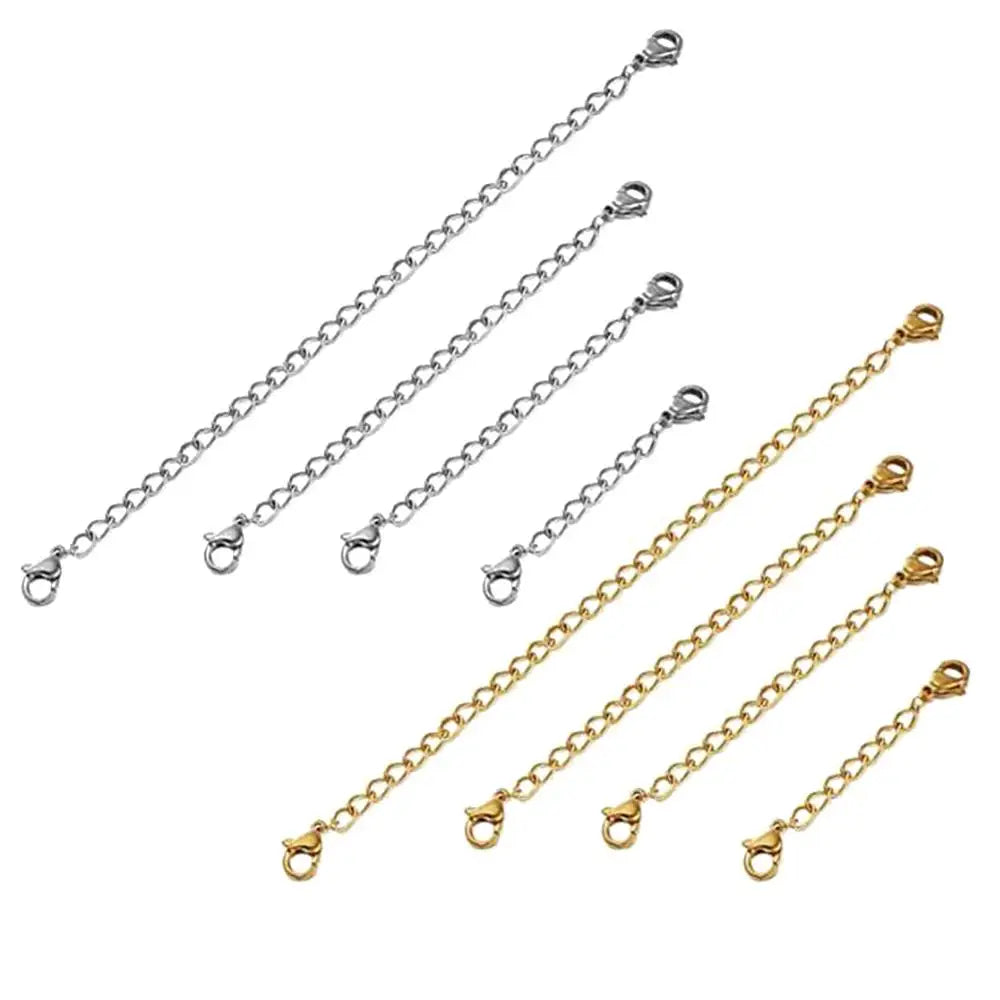 10pcs Stainless Steel Extender Chains for Necklace Bracelet | Adjustable Lobster Clasp Extension Lin