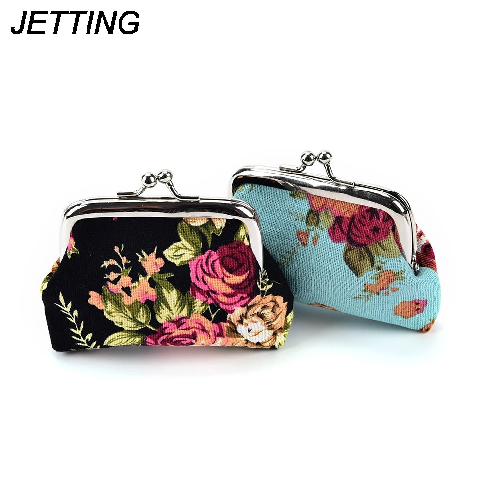Canvas Mini Coin Purse Wallet | Floral Small Bag for Women and Girls