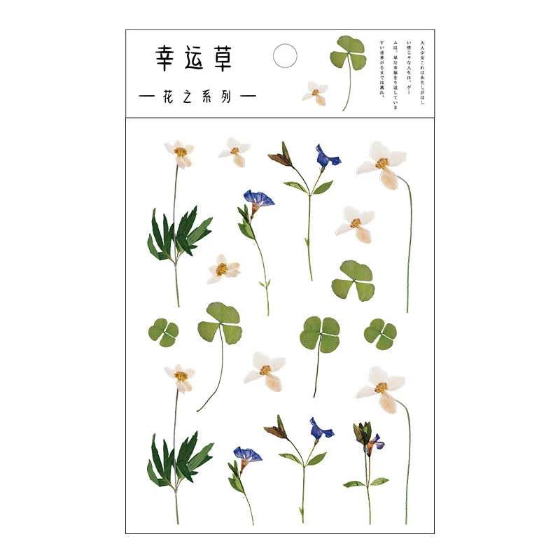Yoofun Daisy Clover Babysbreath Fern Transparent PET Stickers | Floral Plant Sticker Set detail view