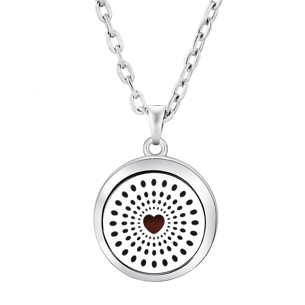 Heart-Shaped Aromatherapy Essential Oil Diffuser Necklace Stainless Steel High Quality D detail view