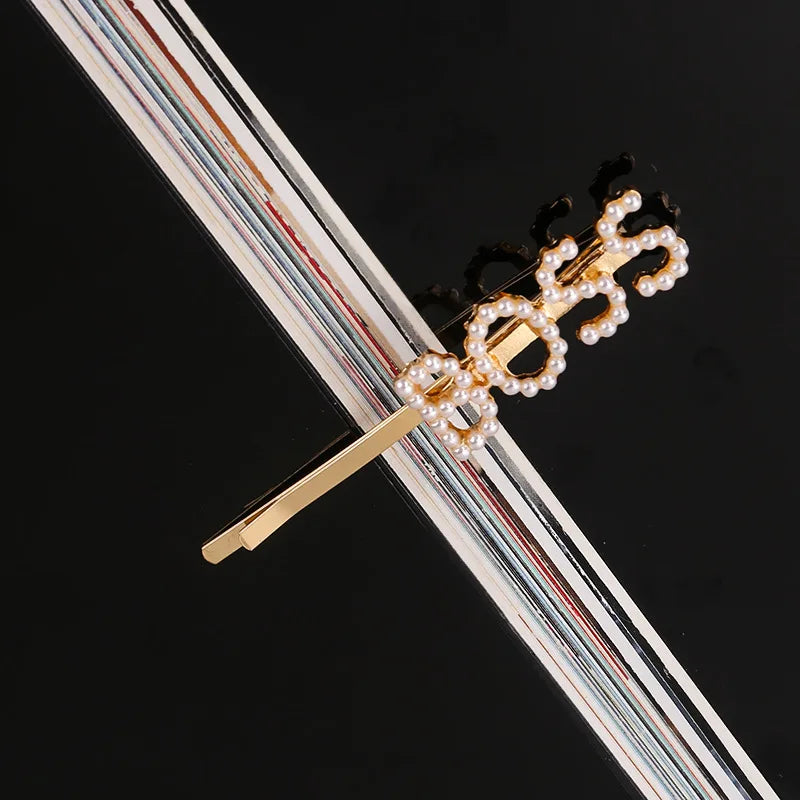 Simple Letter Rhinestone Hairpins Women Hair Clips Pins Barrettes Accessories For W additional angle