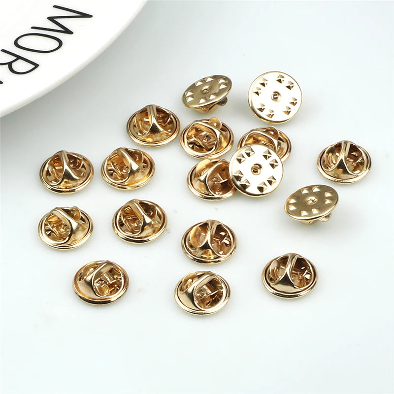 20 50 80 100pcs Colorful Metal Brooch Pin Back Squeeze Badge Holder Butterfly Clasp Clutch Care Cap For DIY Jewelry Making Craft
