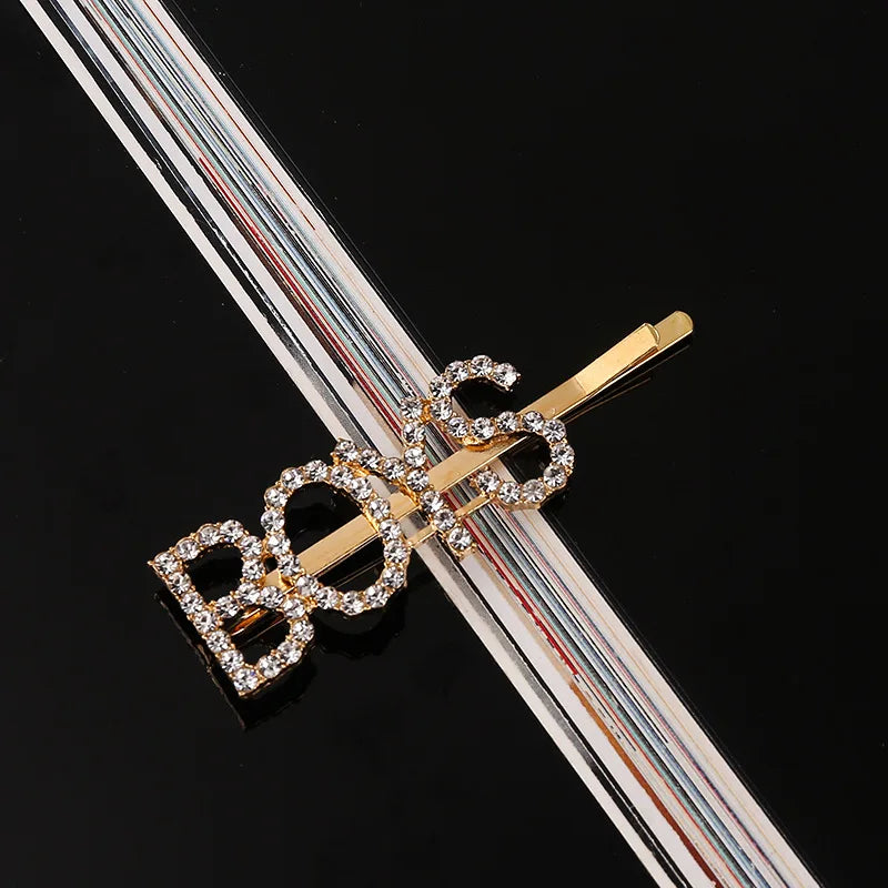 Simple Letter Rhinestone Hairpins Women Hair Clips Pins Barrettes Accessories For Women Girls Hair Hairclip Hairgrip Headdress