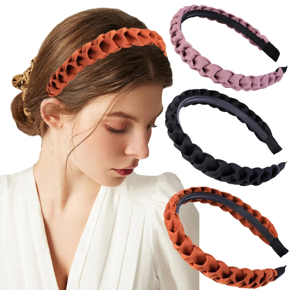 Braided Headband Women Girls Elastic Hairbands Non-slip Fashion Weaving Hair Hoop Bands Female Bezel