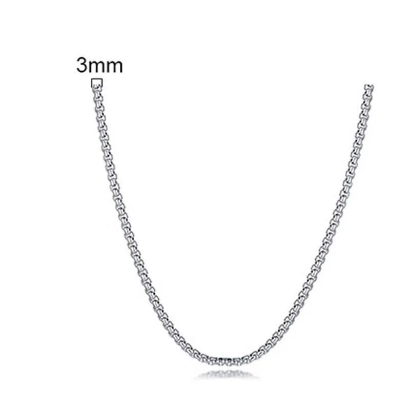 Round Box Chain Necklace for Men | Stainless Steel Link Chain in Gold, Silver, or Bla lifestyle view
