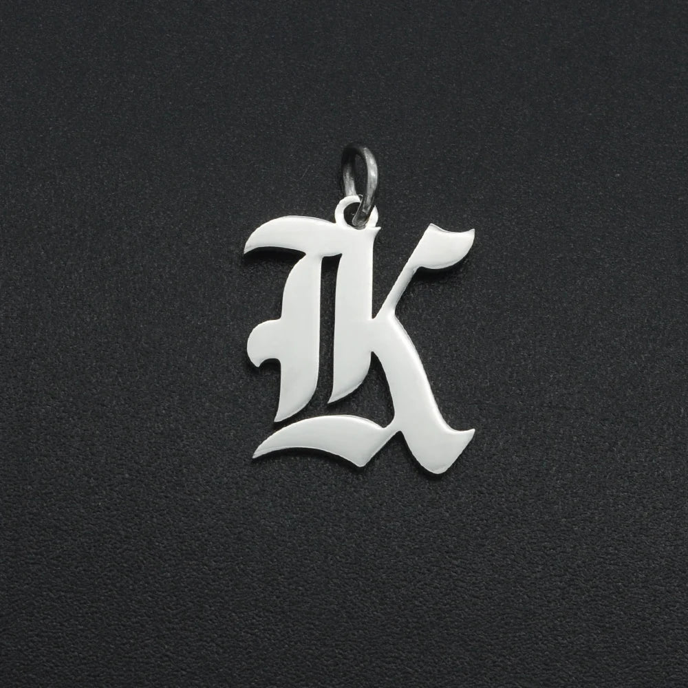 316 Stainless Steel Old English Letter Charms | DIY Alphabet Jewelry Findings for Bra alternate view
