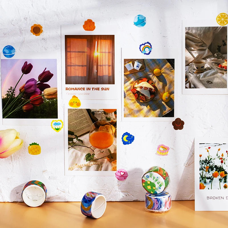 Kawaii Cartoon Washi Tape Stickers | 100pcs Roll Decorative Adhesive Masking Tape f additional angle