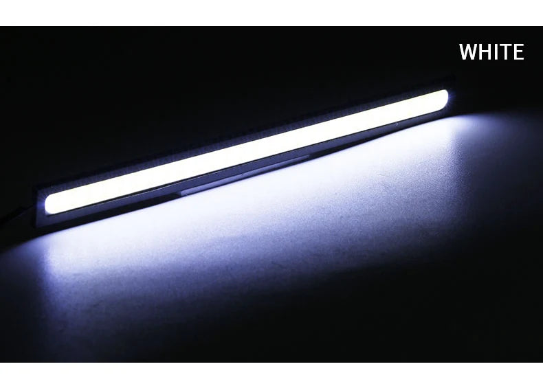 4x Universal Vehicle LED Strip 17CM COB Car DRL Daytime Running Light | Waterproof 12V close-up view