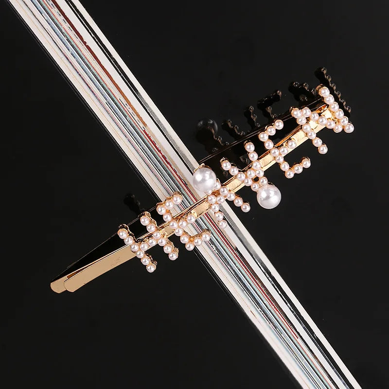 Simple Letter Rhinestone Hairpins Women Hair Clips Pins Barrettes Accessories For Wom alternate view