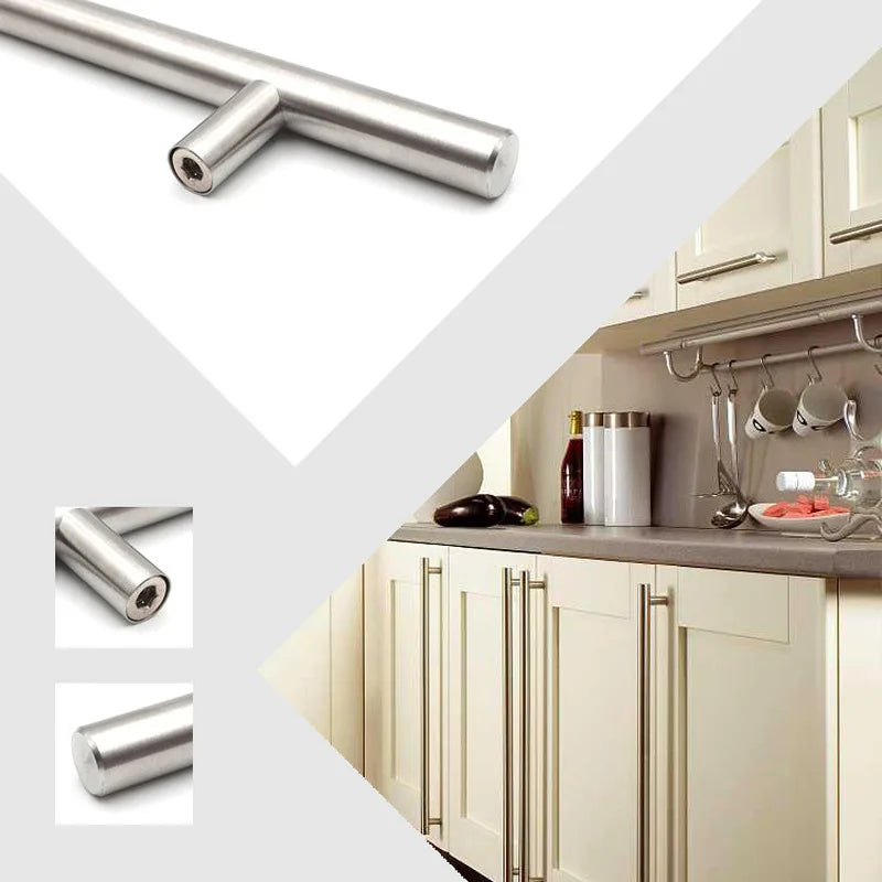 Modern Gold Brushed Straight Cupboard Handles Knobs close-up view