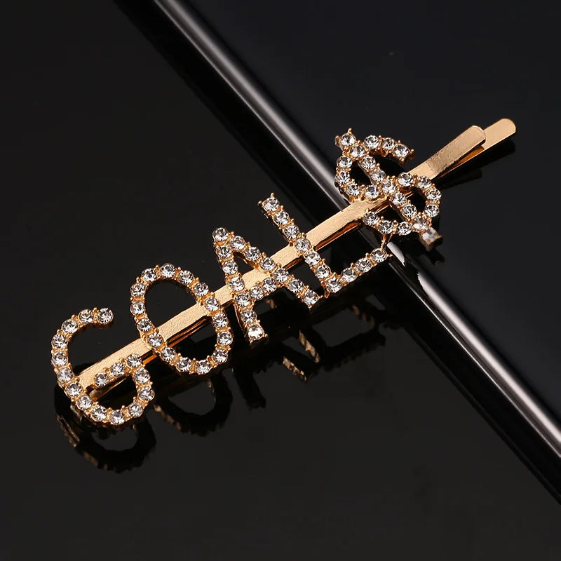 Simple Letter Rhinestone Hairpins Women Hair Clips Pins Barrettes Accessories For Women detail view