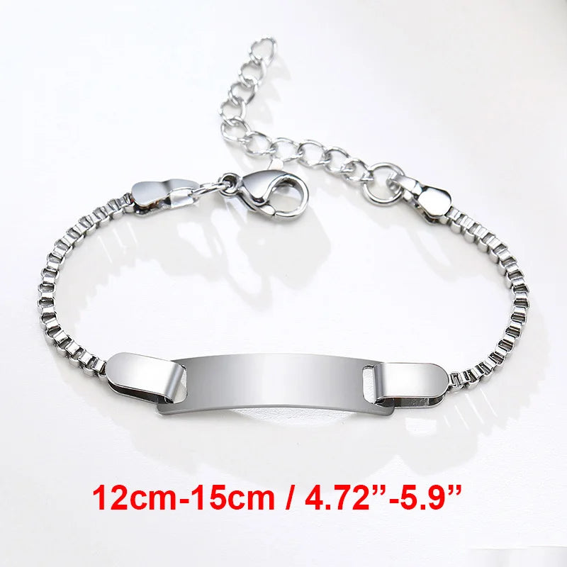 Personalized Baby Bracelet Gift | Custom Stainless Steel Name Bracelet close-up view