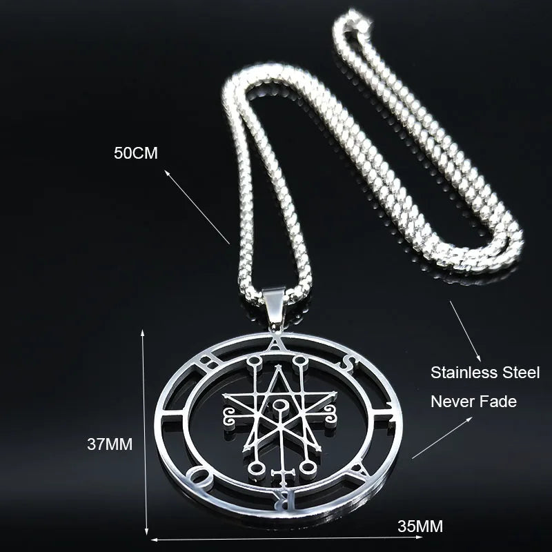 Astaroth Sigil Goetia Stainless Steel Necklace Solomon Demon Seal Satan Sigil satan additional angle