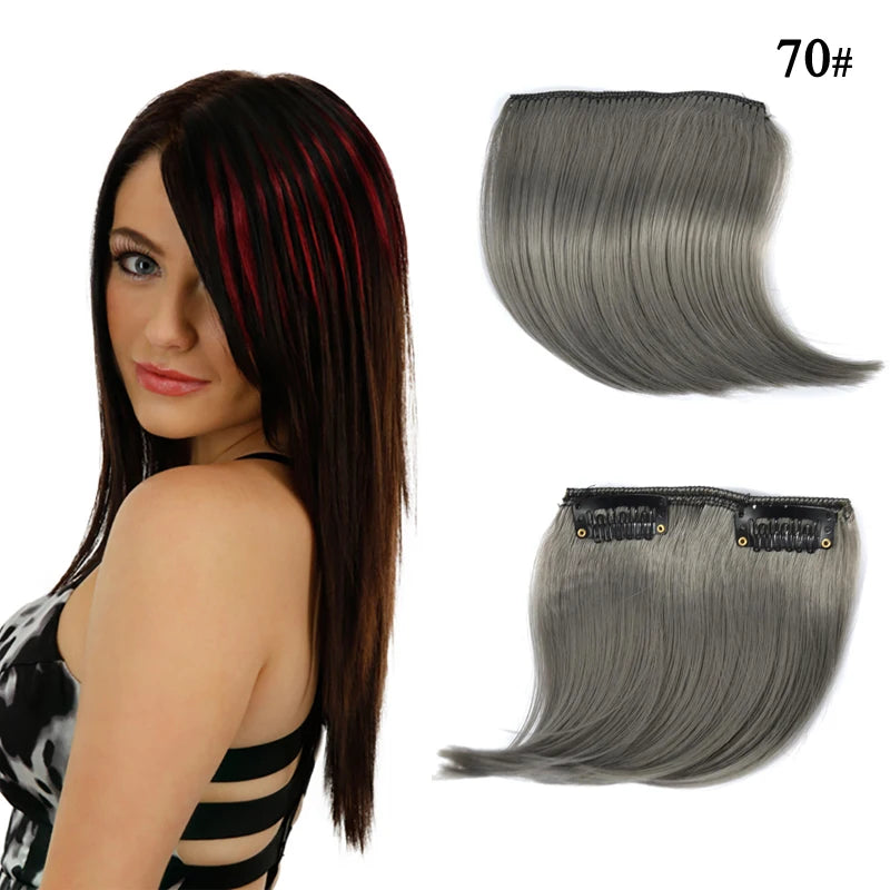 Colorful Clip In Bangs Hair Extensions | High Temperature Fiber Hair Pieces for Women alternate view