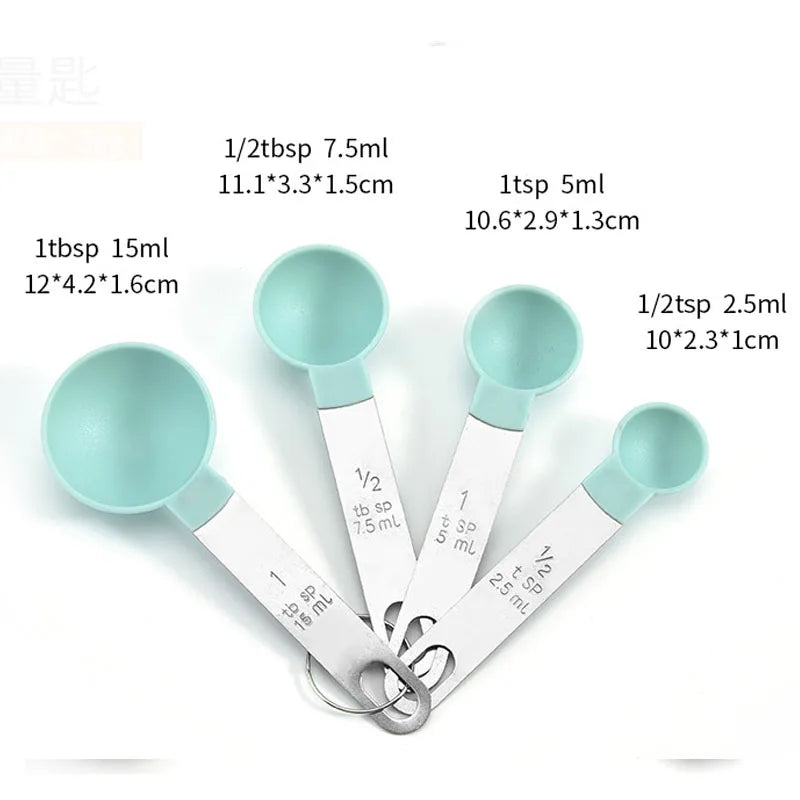 4pcs Kitchen Tools Measuring Spoons cups Set steel handleTeaspoon Coffee Sugar Scoop alternate view