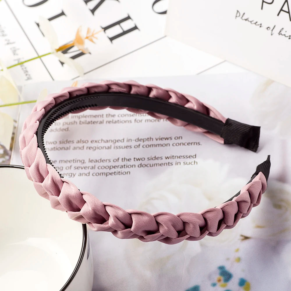 Braided Headband Women Girls Elastic Hairbands Non-slip Fashion Weaving Hair Hoop Ban alternate view