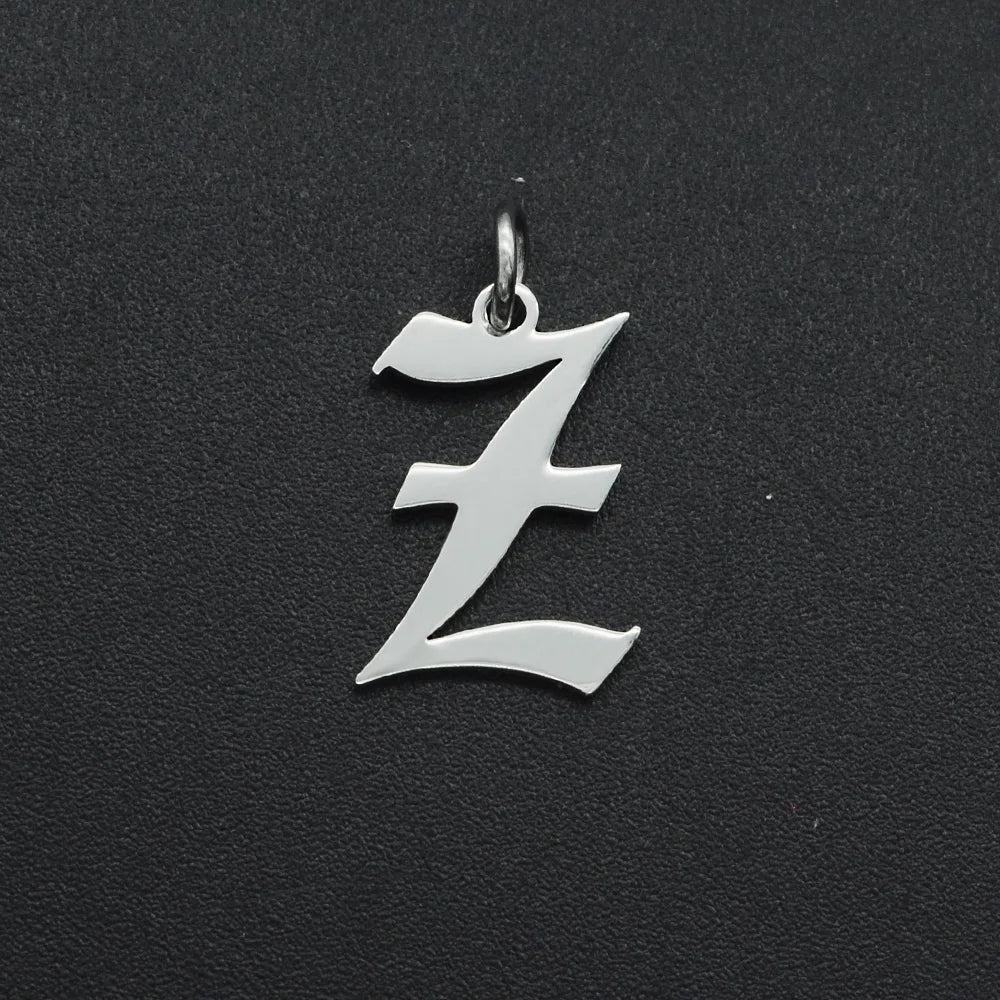 316 Stainless Steel Old English Letter Charms | DIY Alphabet Jewelry Findings for Bra lifestyle view