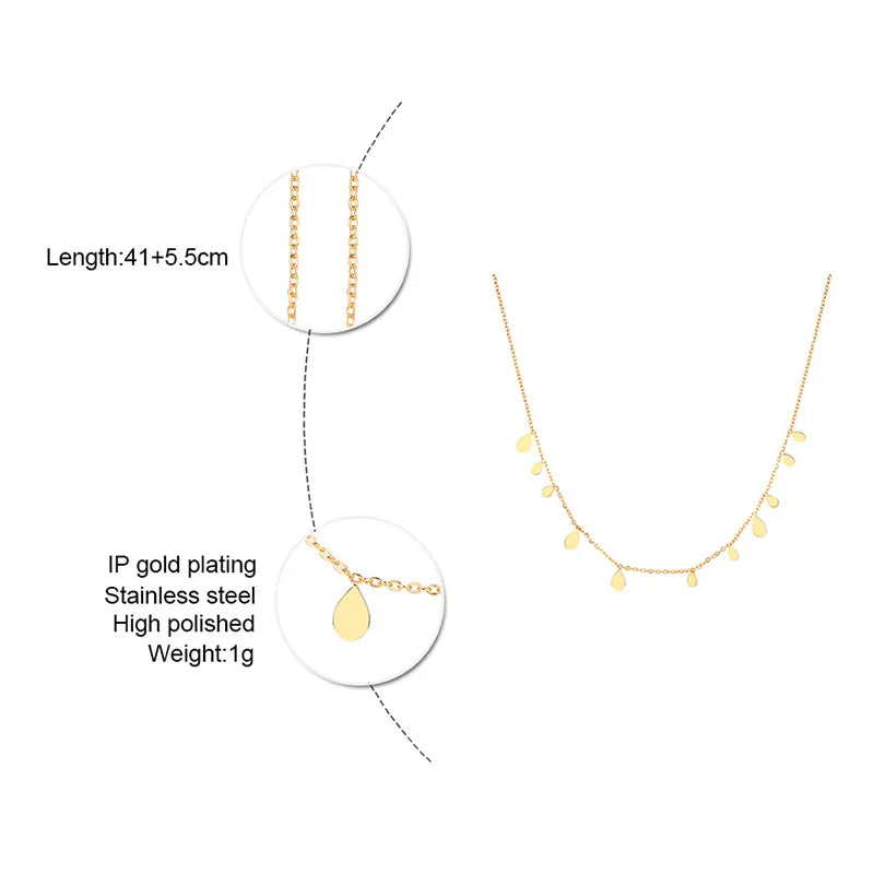 Teardrop Charm Necklace, Stainless Steel Dangling Necklace , Minimalist Simple Chain lifestyle view