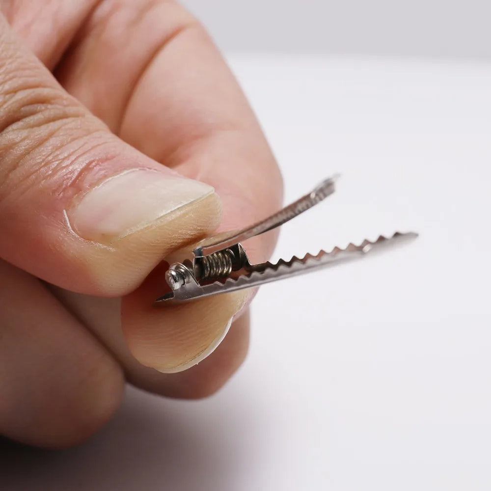 20/50Pcs 30/40/45/55/75/100mm Flat Metal Single Prong Alligator Hairpin Clip Base for lifestyle view