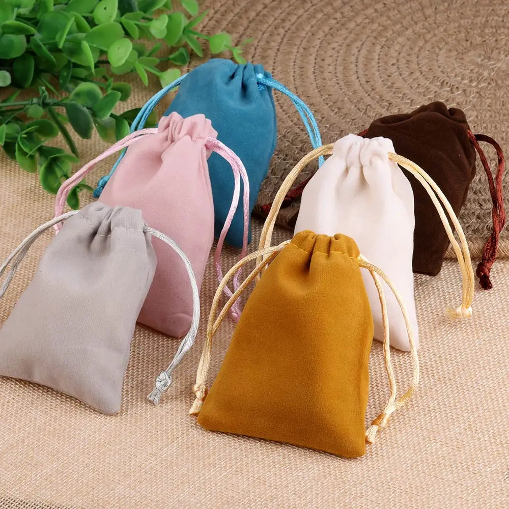 10pcs Drawstring Velvet Jewelry Gift Bags | Soft Plush Multi-Color Pouches for Weddin lifestyle view