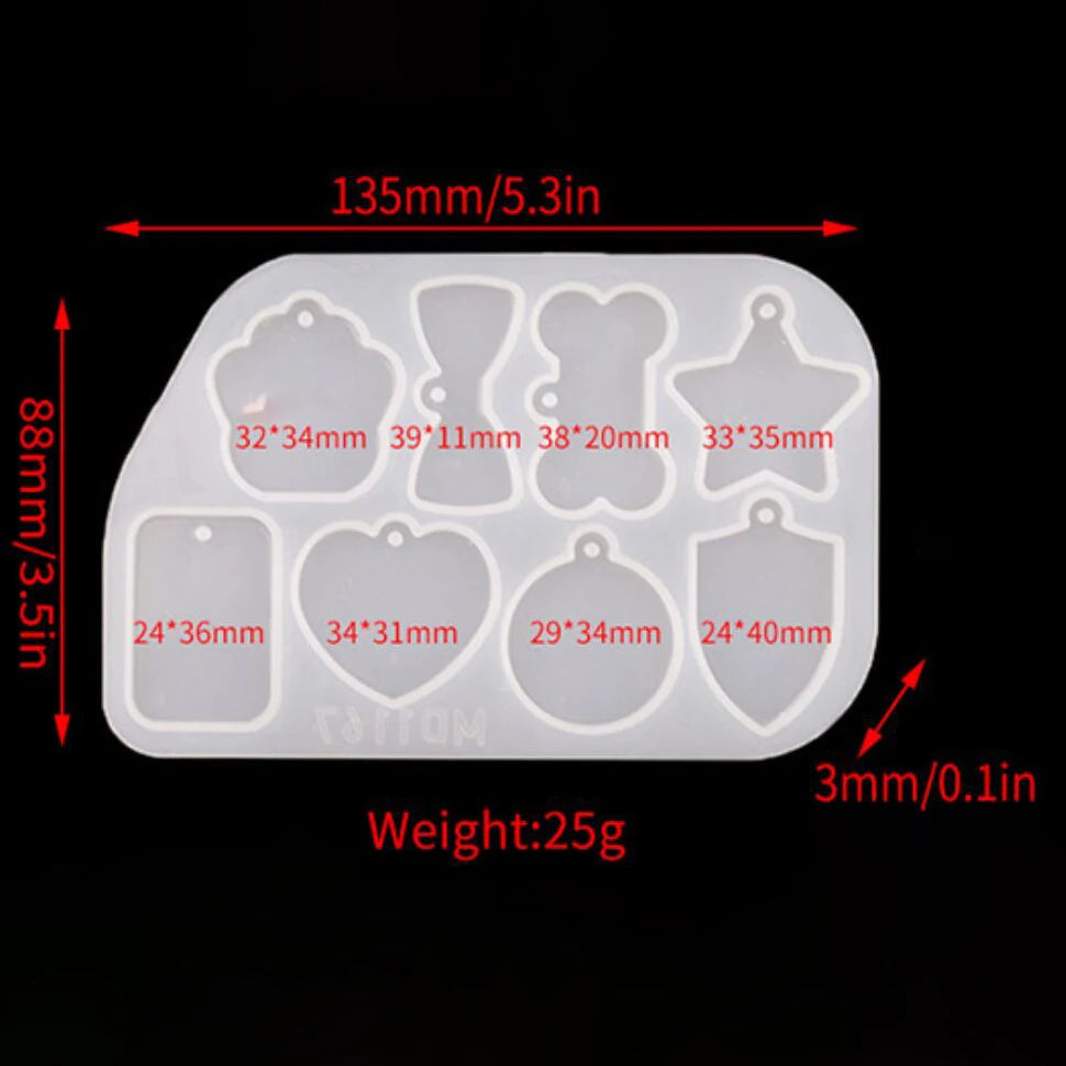 1/6/10pcs DIY Keychain Pendant Silicone Mold Set Crystal Epoxy Resin Mold Round Recta alternate view
