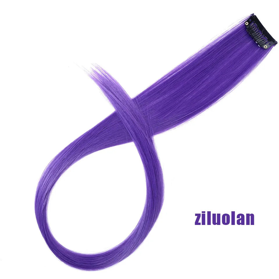Clip In Rainbow Highlight Hair Extensions | Pink Synthetic Hair Strands lifestyle view