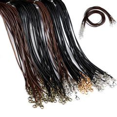 20Pcs/lot 45+5cm Leather String Cord Wax Braided 1.5/2mm Rope Adjustable Chain Lobster Clasp Necklaces Pendant Jewelry Findings