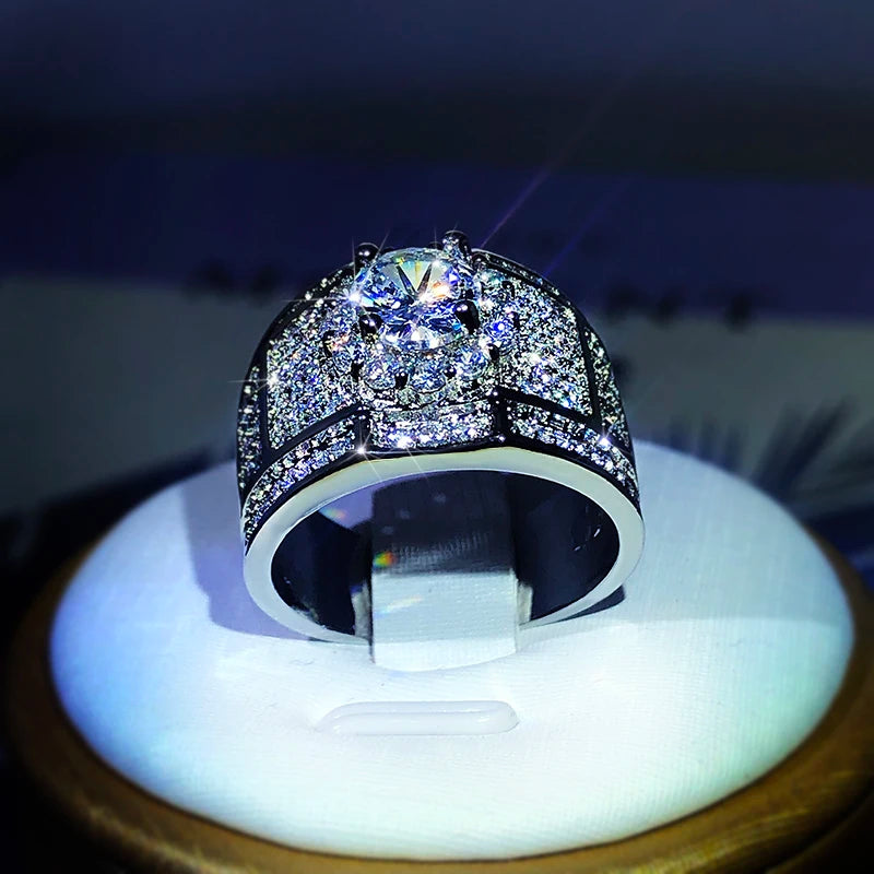 925 Sterling Silver Hot Luxury AAA White Zircon Engagement Rings For Women Men Trendy lifestyle view