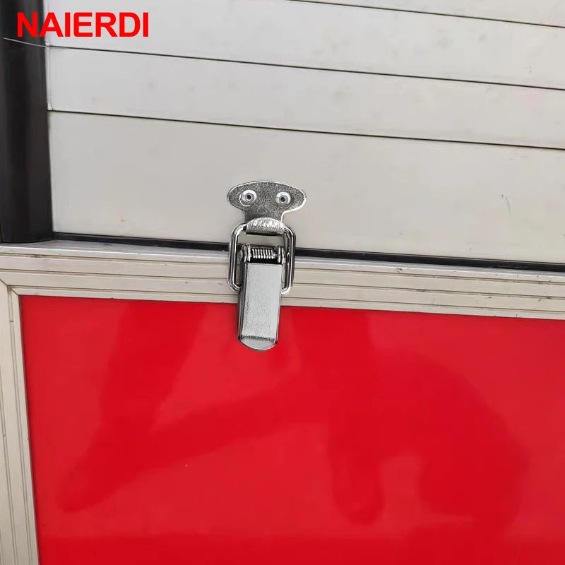 4PC NAIERDI-J105 Cabinet Box Locks Spring Loaded Latch Catch Toggle 27*63 Iron Hasps For detail view