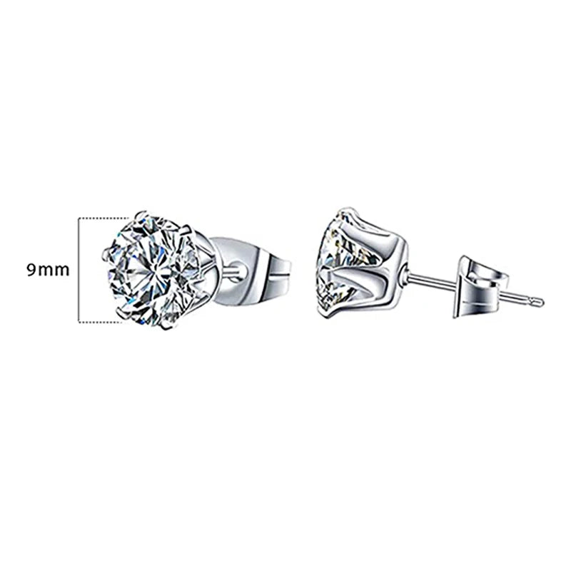 Huitan Minimalist Crystal Cubic Zirconia Stud Earrings | 6 Claws Unisex Fashion Jewel lifestyle view