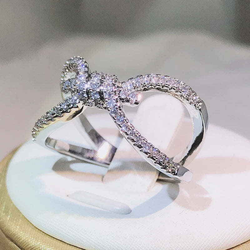 925 Sterling Silver Fashion Interwoven Figure 8 Ring For Ladies Personality Geometric lifestyle view