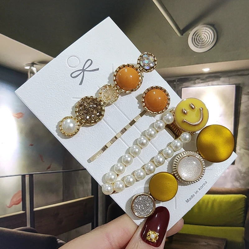 3/4pcs Set Pearl Hair Clip For Women Korean Hairpins Geometric Crystal Hair Barrettes Girl Hairgrip Hair Accessories
