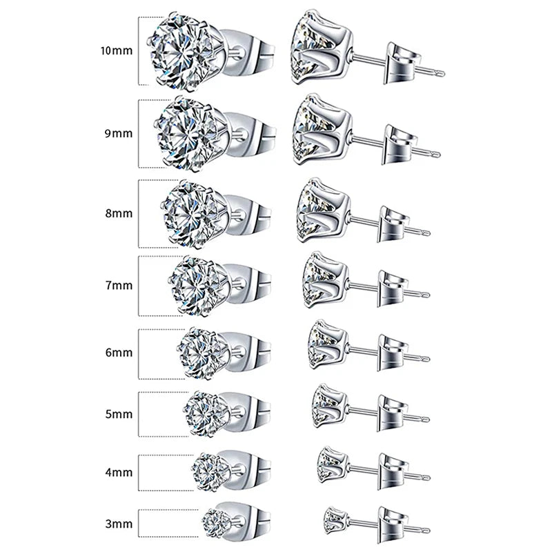 Huitan Minimalist Crystal Cubic Zirconia Stud Earrings | 6 Claws Unisex Fashion Jew additional angle