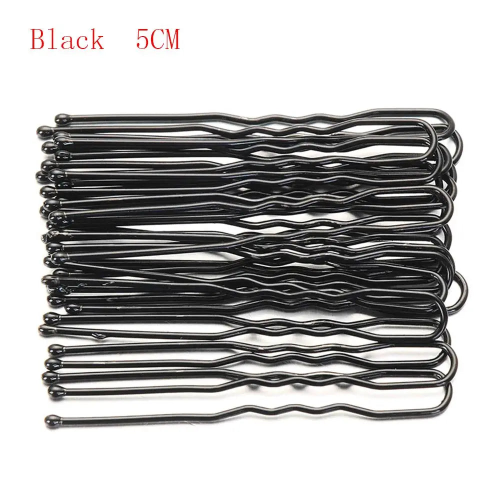 20PCS 5/7cm U Shaped Hairpin Gold Bridal Hairstyle Tool Alloy Gifts Barrette Hair C additional angle