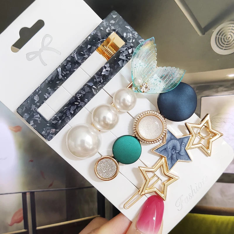 3/4pcs Set Pearl Hair Clip For Women Korean Hairpins Geometric Crystal Hair Barrettes Girl Hairgrip Hair Accessories