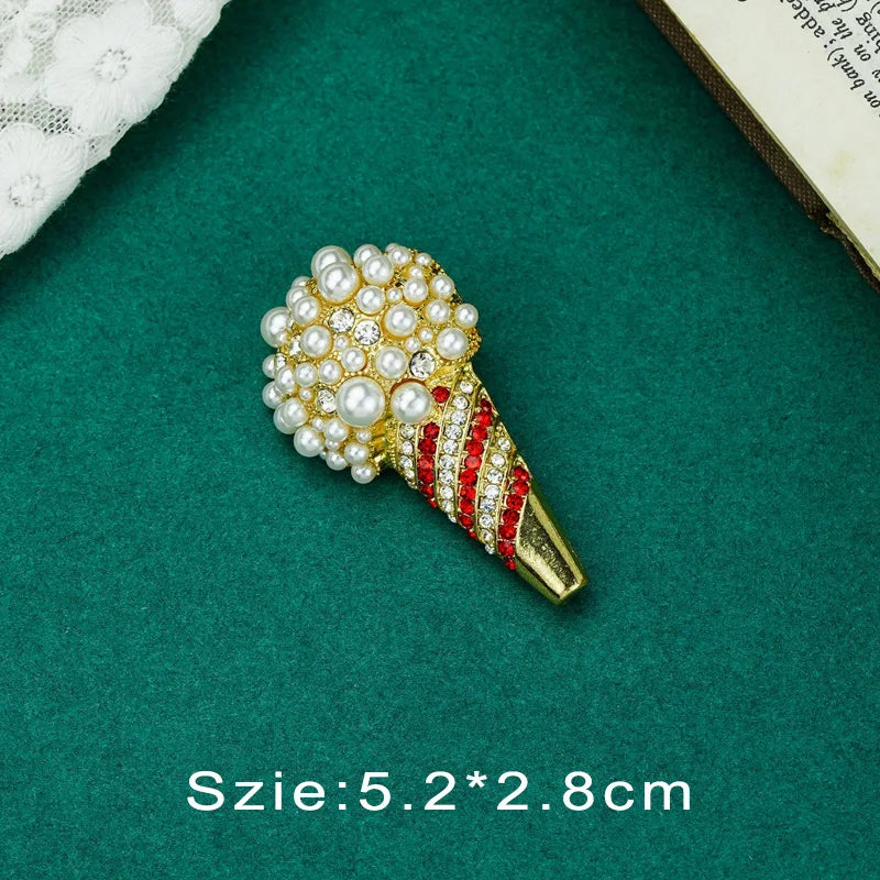 Vintage Palace Plant Flower Baroque Brooch Red Enamel Pearl Brooch Pin Woman Party Accessories