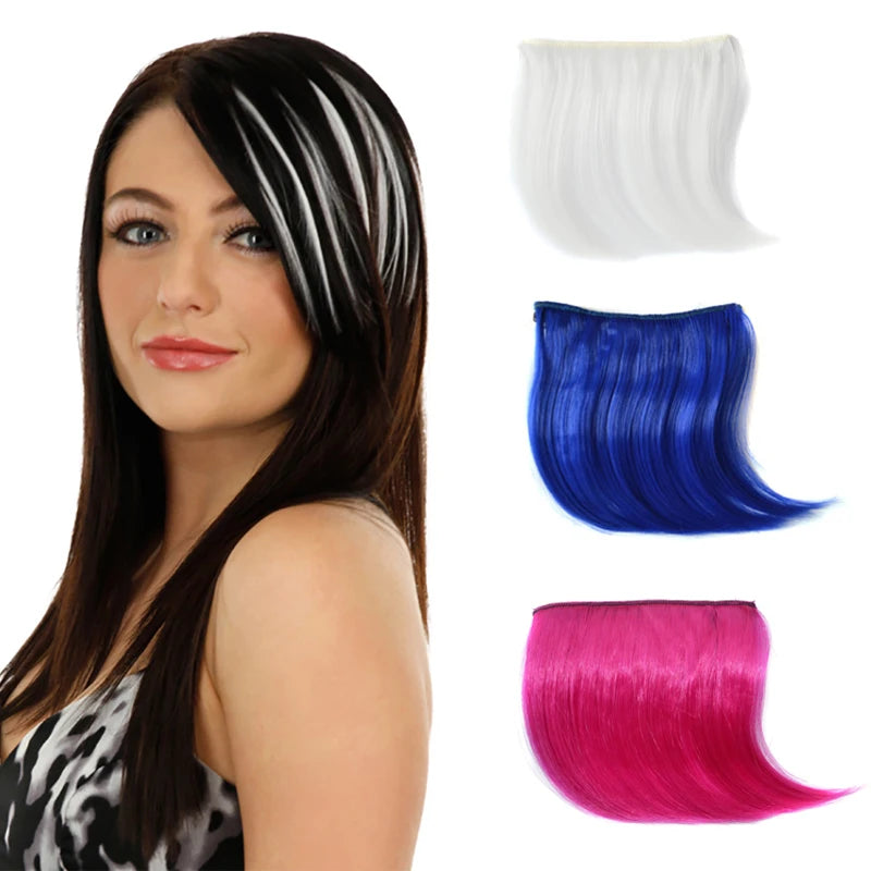 Colorful Clip In Bangs Hair Extensions | High Temperature Fiber Hair Pieces for Women lifestyle view