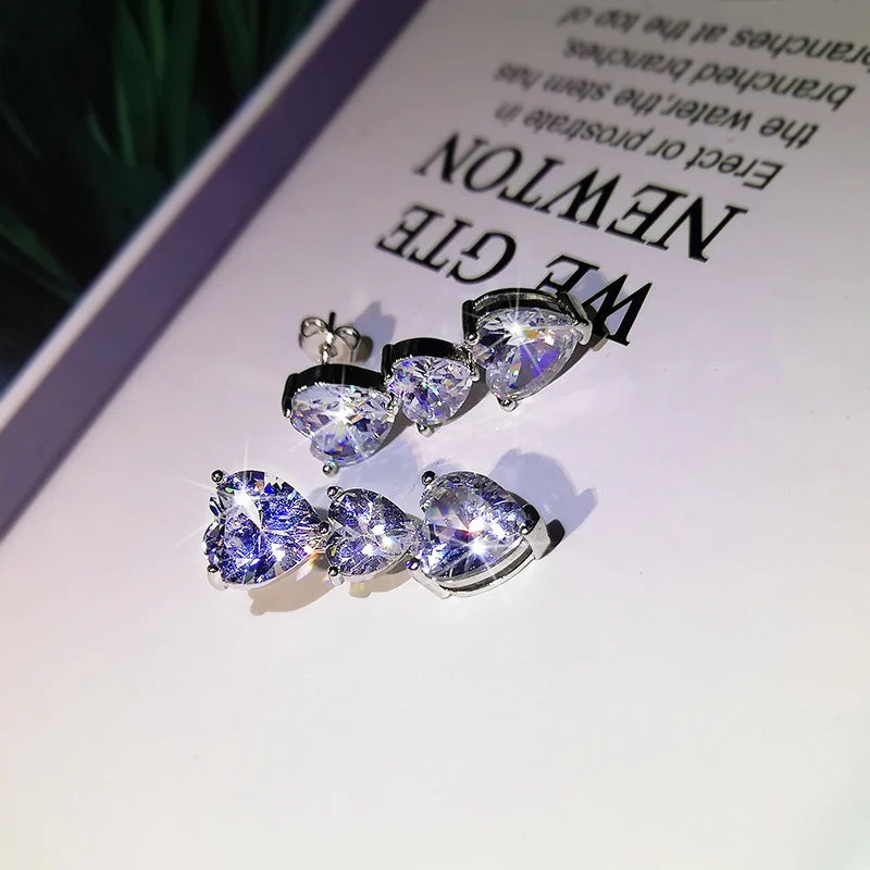 Huitan Heart Earrings for Women | Cubic Zirconia Drop Earrings alternate view