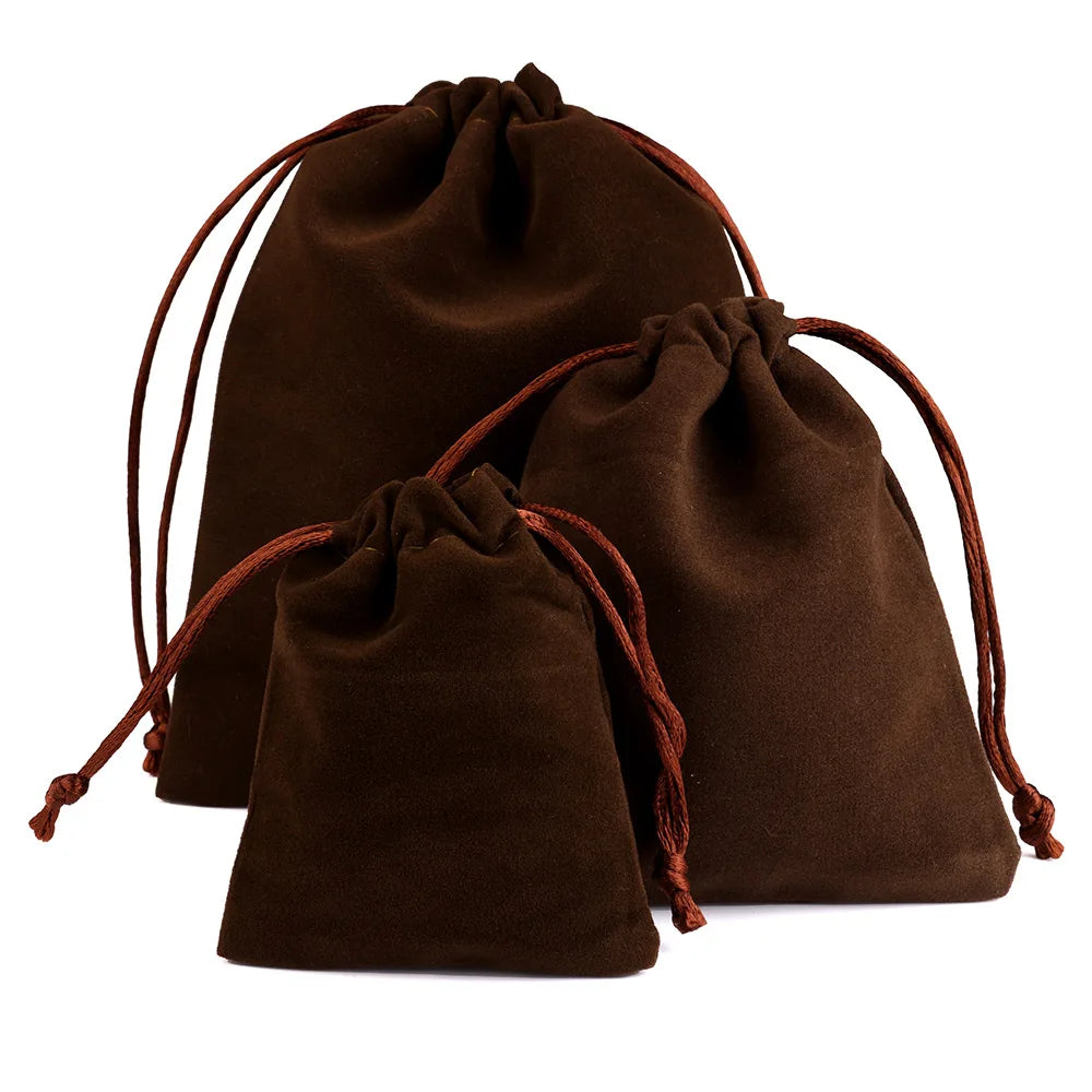 10pcs Drawstring Velvet Jewelry Gift Bags | Soft Plush Multi-Color Pouches for Wedd additional angle