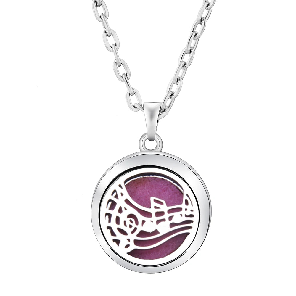 Heart-Shaped Aromatherapy Essential Oil Diffuser Necklace Stainless Steel High Qual additional angle