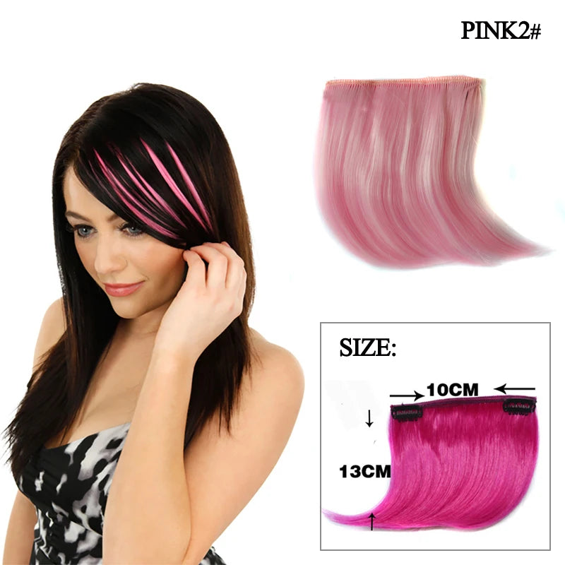 Colorful Clip In Bangs Hair Extensions | High Temperature Fiber Hair Pieces for Women detail view