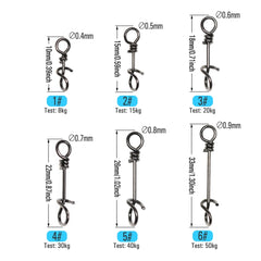 ICERIO 50PCS Stainless Steel Fly Twist Clips Quick Lock Snap Spring Clamp Buckle Swimbait Lure Fishing Connector