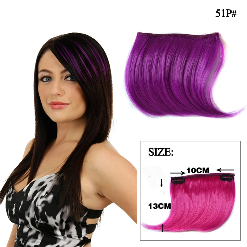 Colorful Clip In Bangs Hair Extensions | High Temperature Fiber Hair Pieces for Women alternate view