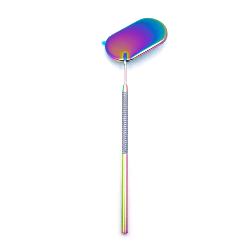Stainless Steel Oval Lash Mirror | Portable Eyelash Extension Tool close-up view