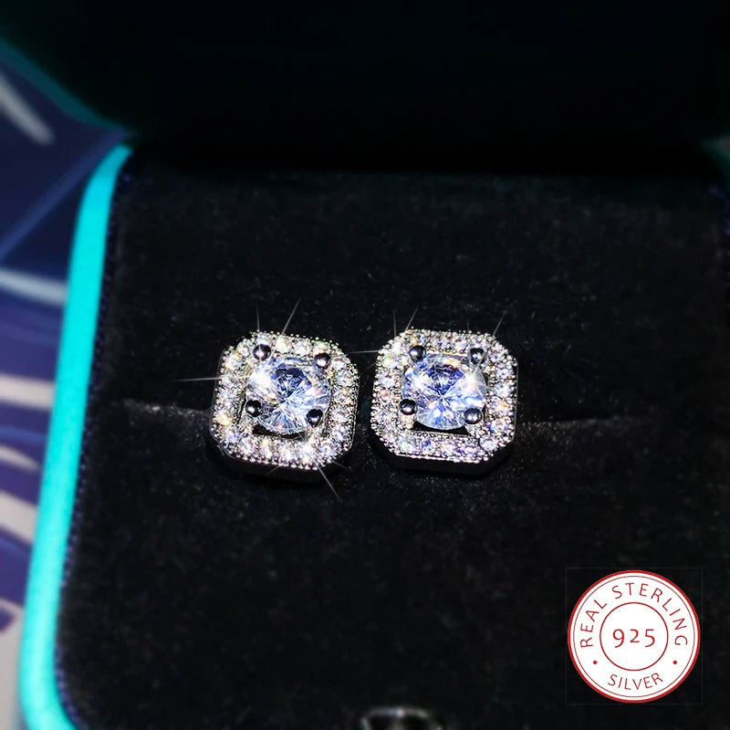 Luxury High Quality White Zircon Earrings 925 Sterling Silver Fashion Jewelry Ladies Party Birthday