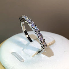 925 Silver Luxury Female Zircon Stone Single Row Ring Brand Fashion Simple Finger Ring close-up view