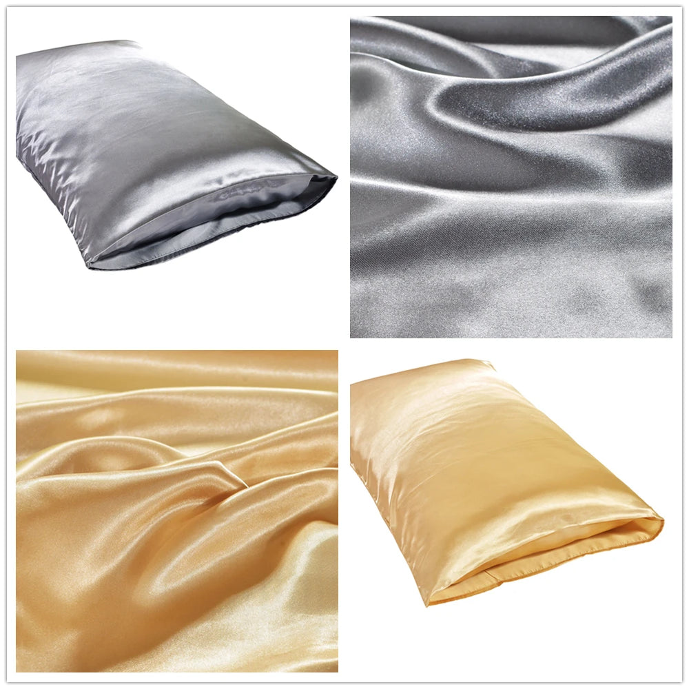 1Pc Queen Satin Silk Pillowcase | Silky Smooth Cooling Bed Pillow Cover for Hair and lifestyle view